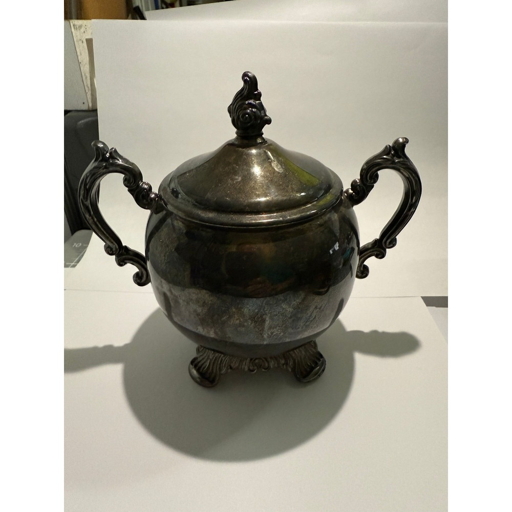 Vintage FB Rogers Silver Co Footed Sugar‎ Bowl Lid Company coffee tea